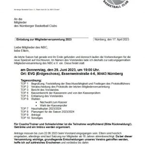 Einladung zur Mitgliederversammlung 2023